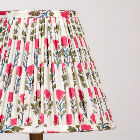 White Pink Block Print Empire Lampshade Medium